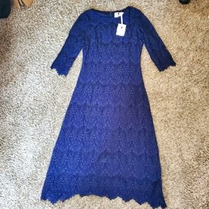 Dainty Jewells Midi Navy Lace Dress